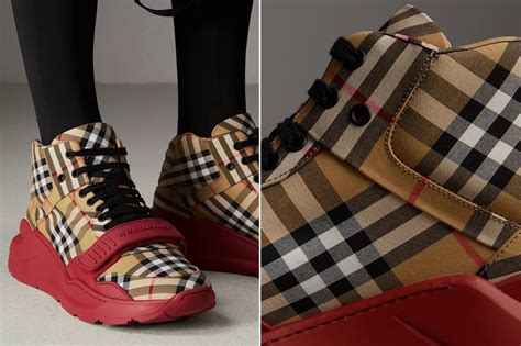 burberry sneaker thynne high top metallic shearling size 37|burberry vintage check sneakers.